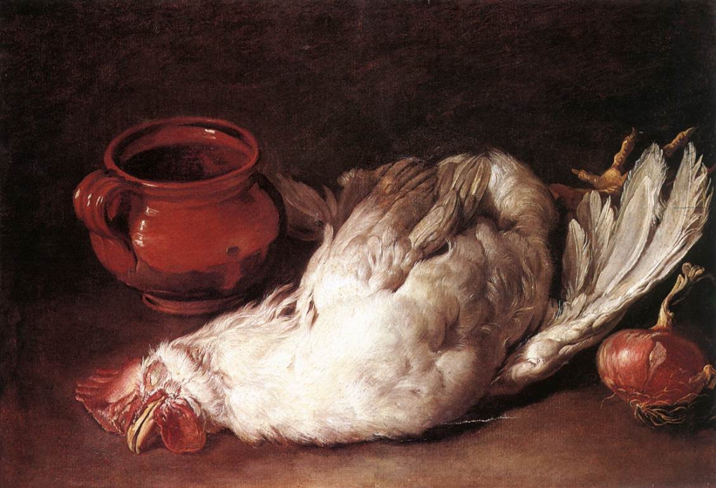 Still Life With Hen Onion And Pot